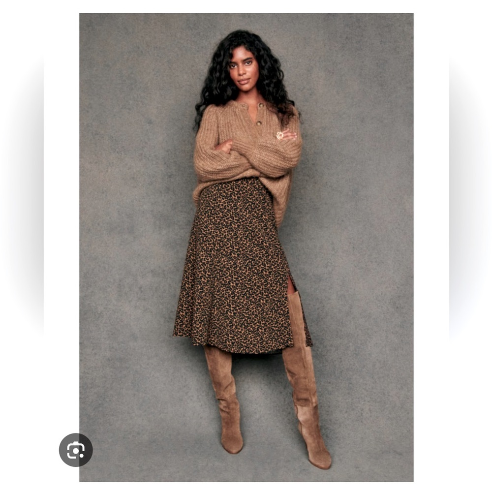 Sezané Leopard Midi Skirt